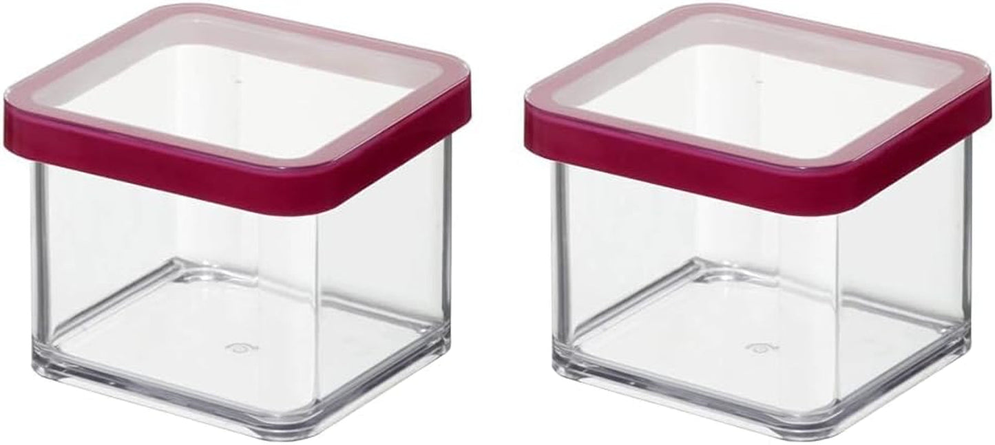 Rotho Loftset med 5 förvaringsburkar med lock, olika storlekar, BPA-fri livsmedelsklassad plast (PP) Klar/röd, (21,4 x 21,4 x 23,5 cm) Naty Shop Matförvaringslådor 0,5 l fyrkantig (förpackning med 2)