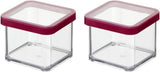 Rotho Loftset med 5 förvaringsburkar med lock, olika storlekar, BPA-fri livsmedelsklassad plast (PP) Klar/röd, (21,4 x 21,4 x 23,5 cm) Naty Shop Matförvaringslådor 0,5 l fyrkantig (förpackning med 2)