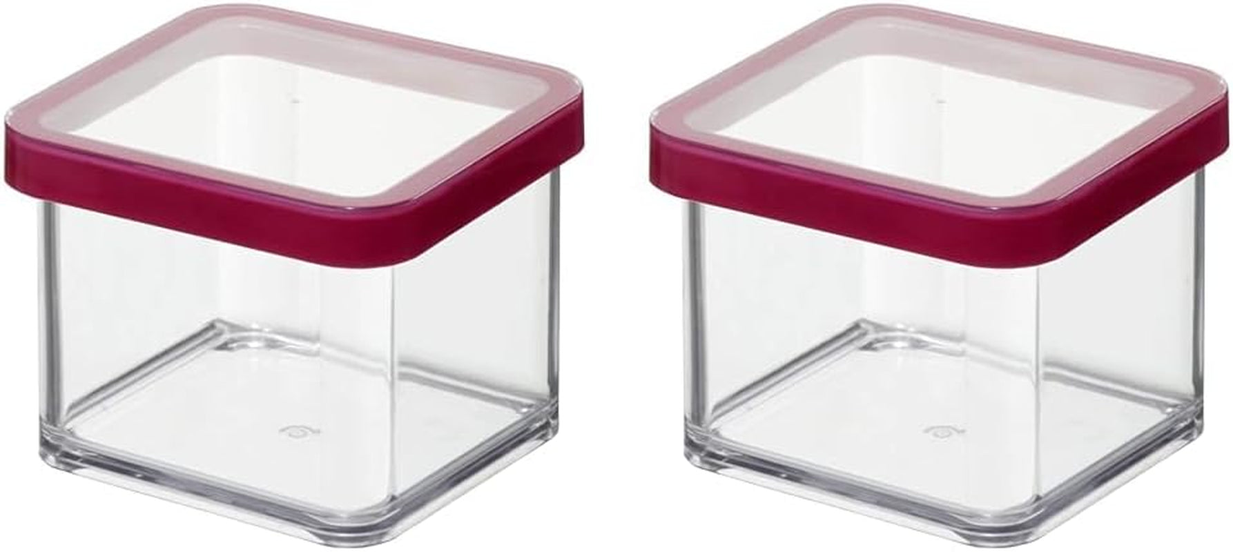 Rotho Loftset med 5 förvaringsburkar med lock, olika storlekar, BPA-fri livsmedelsklassad plast (PP) Klar/röd, (21,4 x 21,4 x 23,5 cm) Naty Shop Matförvaringslådor 0,5 l fyrkantig (förpackning med 2)