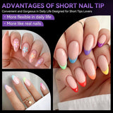 Gelike Ec Short Almond Nails - Heltäckande mjuka naglar, förpolerade konstgjorda naglar för nagelförlängning, Hemma Nagelstudio, Gör-det-själv-salong, 120 st, 12 storlekar
