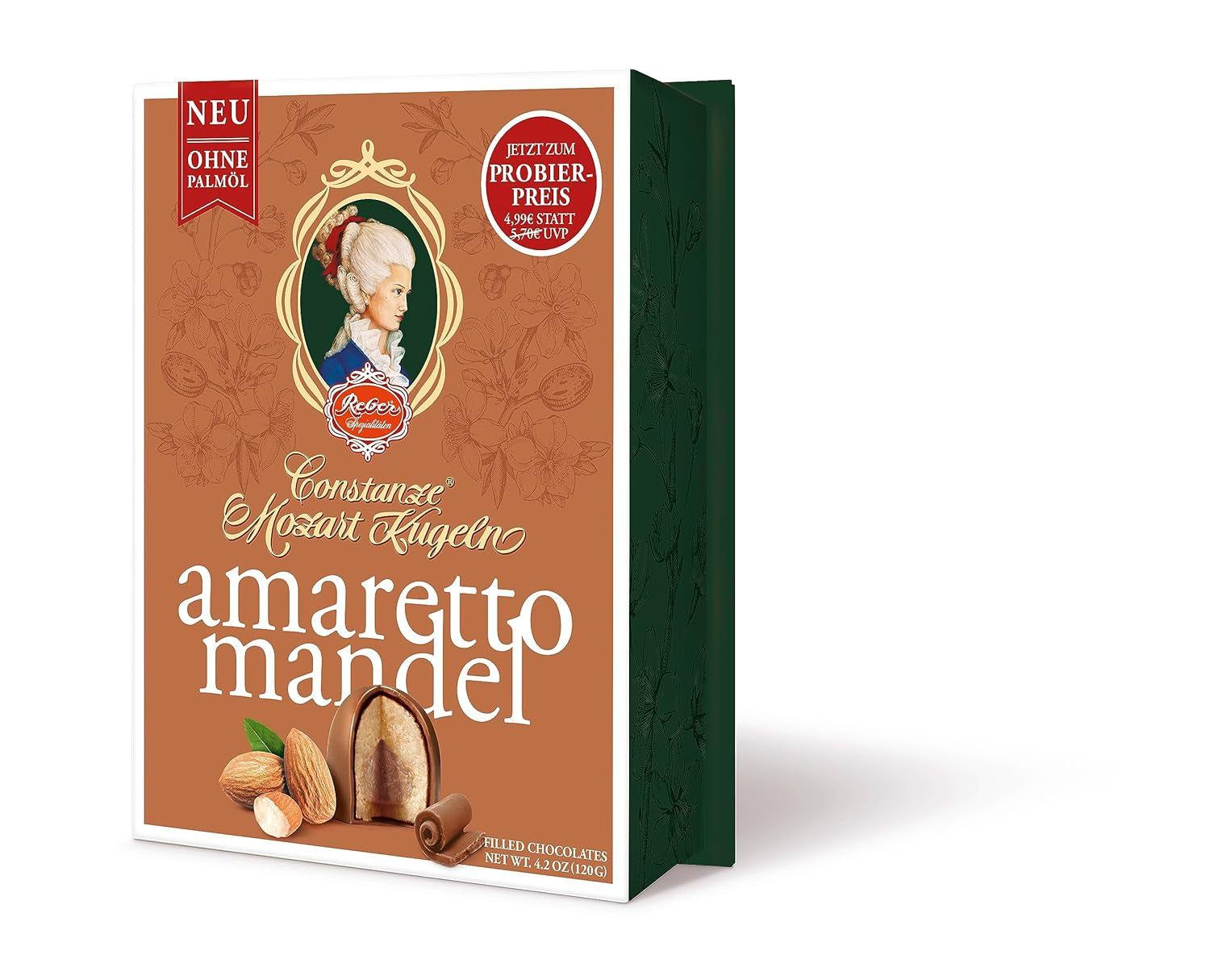 Reber Mozartkulor med mörk choklad, 6-pack med marsipan och nougat, vegansk - 1 x 120 g
