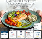 24-delat keramiskt matservis i stengods för 6, Ibiza-design, TESTVINNARE. Ett underbart medelhavsservis med skålar och tallrikar. Pure Living servisset, salviagrön.