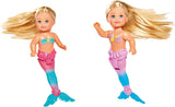 Simba 105733424 - Evi älskar den lilla sjöjungfrun, olika 2 sätt, endast EN vara kommer att levereras, Evi som sjöjungfru, rörlig stjärtfena, med sjöhäst, 12 cm modedocka, 3+