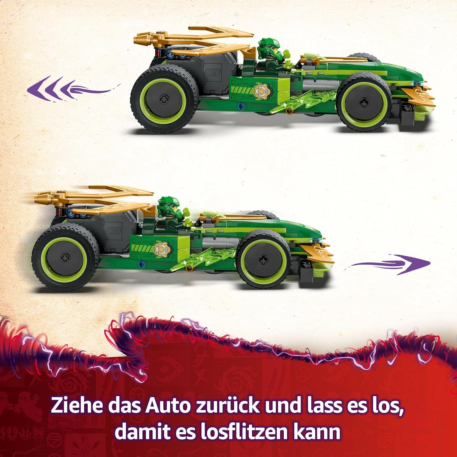 LEGO NINJAGO Lloyd's Action Speedster - Leksaksbyggarbil med 2 minifigurer för rollspel, byggande leksaksbil för barn - present till pojkar och flickor från 7 år 71828 Byggset Besuche den LEGO-Store