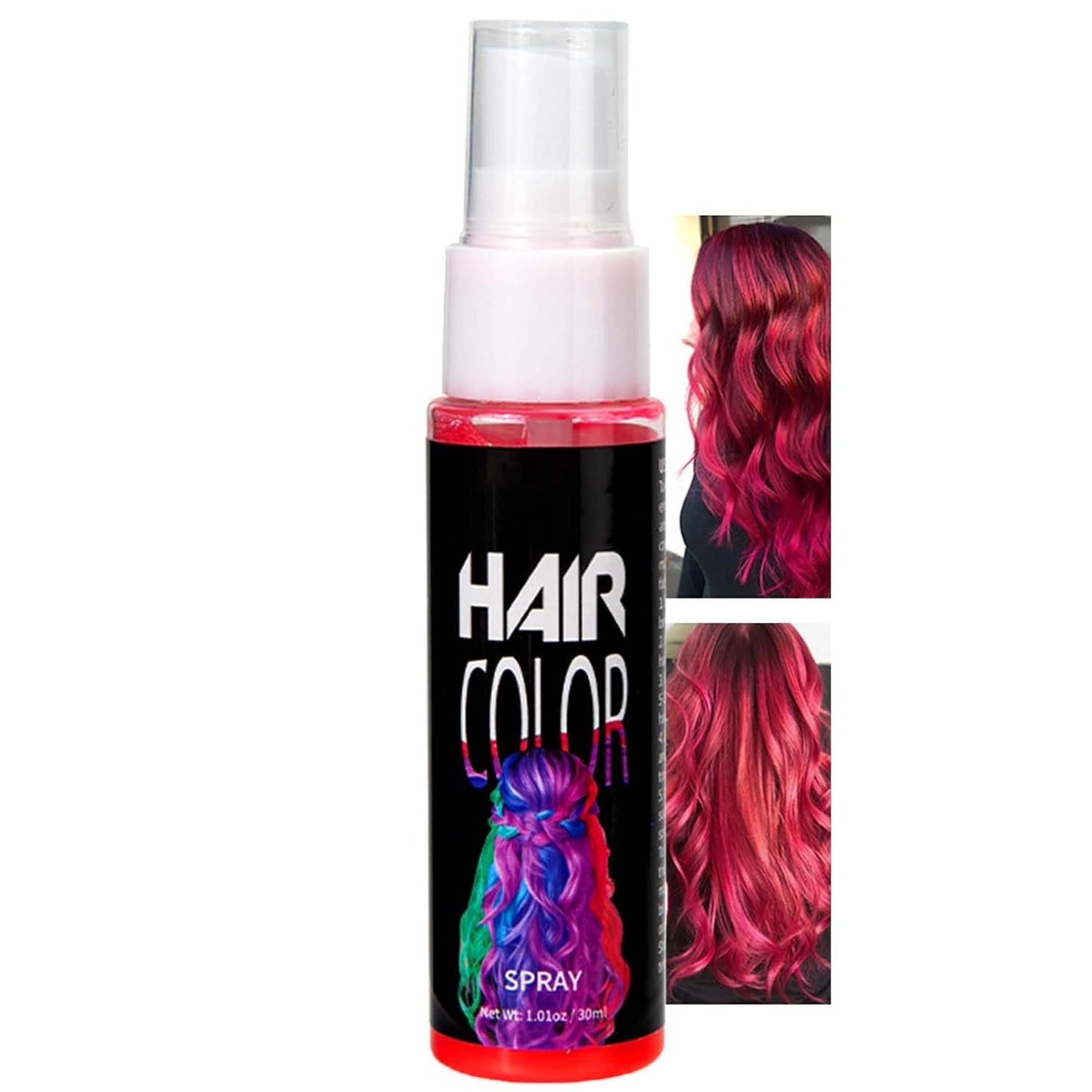 Hårsprayfärg, Tillfällig röd spray Hårfärgning, Rödfärgad hårfärg, Tvättbar hårfärg, Livlig röd hårfärgsspray, Instant Hårfärgning, Hårfärgning för karneval, Halloween, Cosplay, Party Naty Shop Red Hair Dye 30 Ml (1 förpackning)