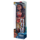Disney Princess Moana 80cm Play Doll by Jakks Pacific Movable Doll with Brush to Comb Her Wavy Curls Filminspirerad klänning Avtagbart hänge Halsband Dolls Naty Shop