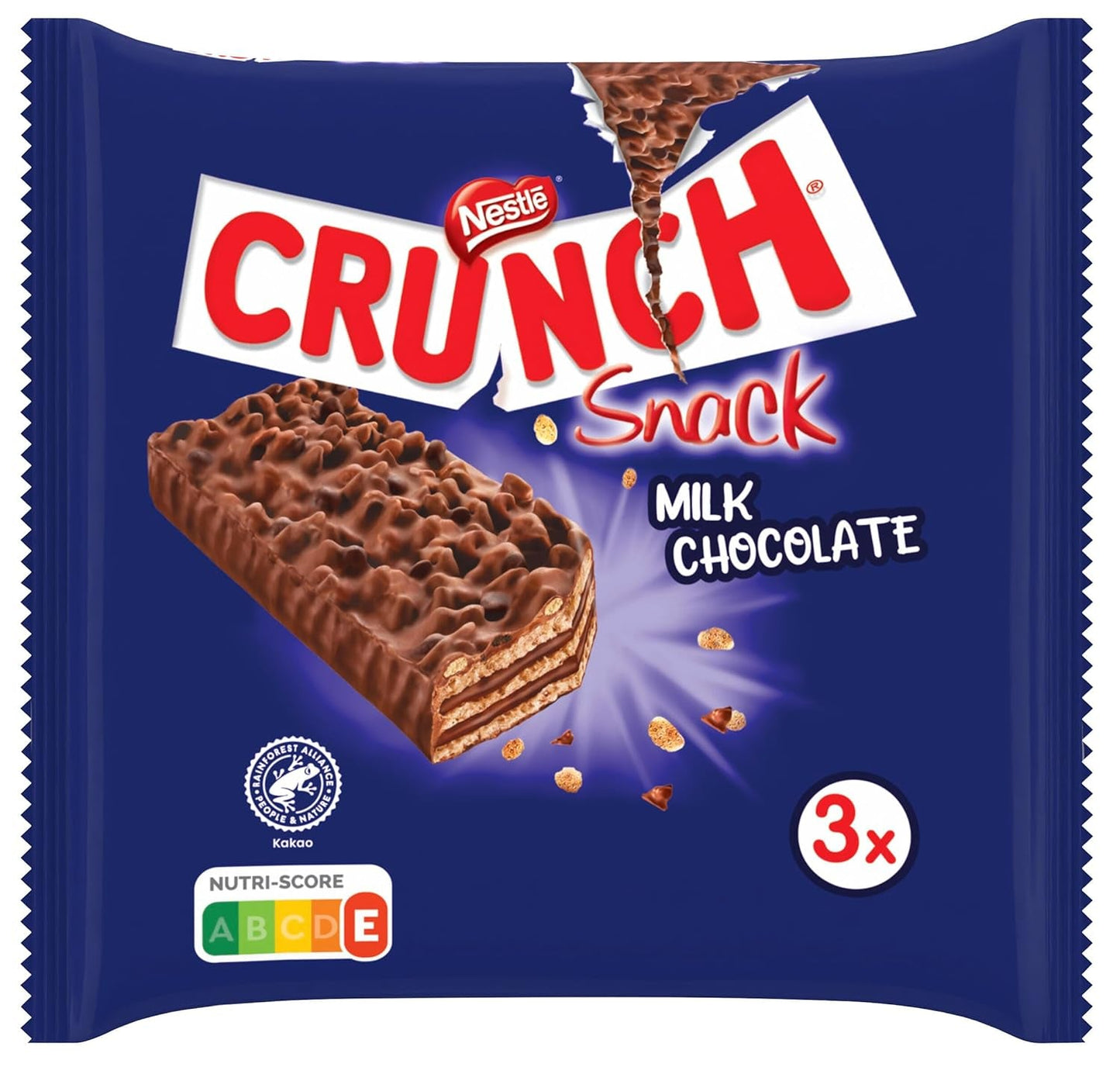 Nestlé CRUNCH Milk Bar, Crunchy Chocolate Bar med mjölkchoklad och flingor, 1 förpackning (3 x 33g)