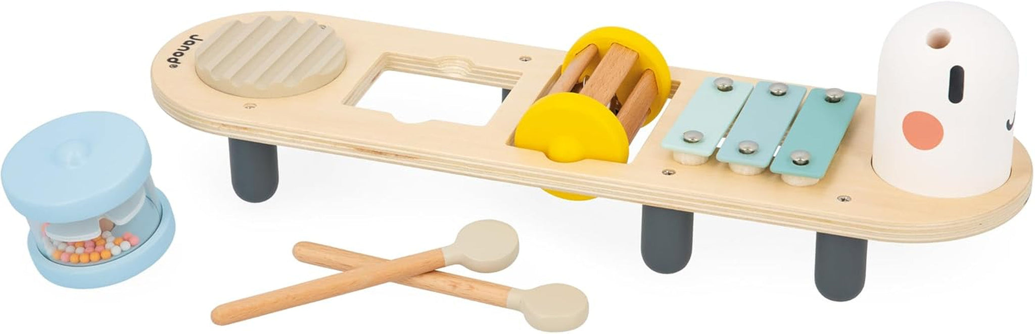 Janod - Sweet Cocoon musikaliska spår - 5 musikaktiviteter för barn - Tidig musikalisk utbildning - FSC träleksak - Från 12 månader, J04058 Baby Toys Naty Shop