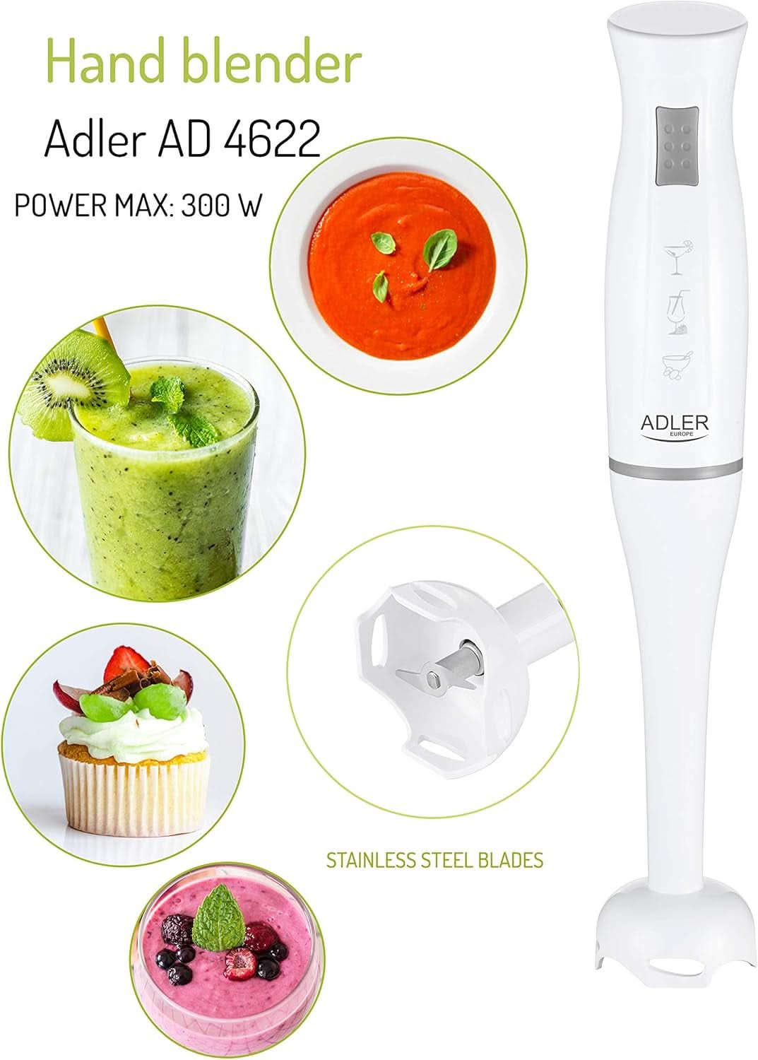 Adler AD4622 Blandare, plast, vit Kitchen Naty Shop