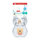 NUK Perfect Match luftnappar för spädbarn | 0-6 månader | Ortodontiska nappar som främjar luftcirkulationen och förhindrar utslag orsakade av saliv | 95 % acceptans av spädbarn** | Disney Nalle Puh | Paket om 2