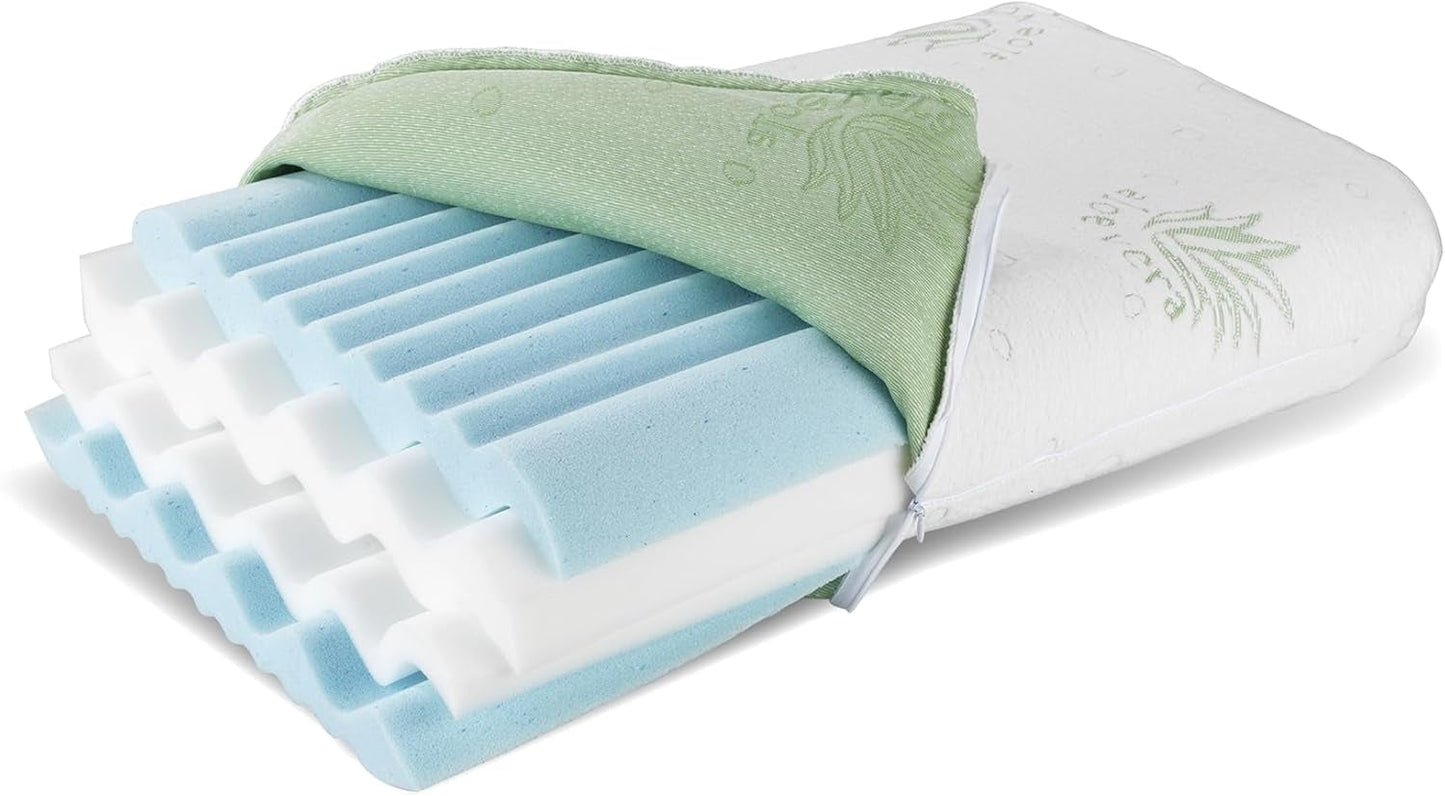 Maximex visco nackstödskudde, Andas stödkudde med ergonomisk skumfyllning, Höjd- och höjdjusterbar nackstödskudde för en vilsam sömn, Med aloe vera Naty Shop standardkuddar