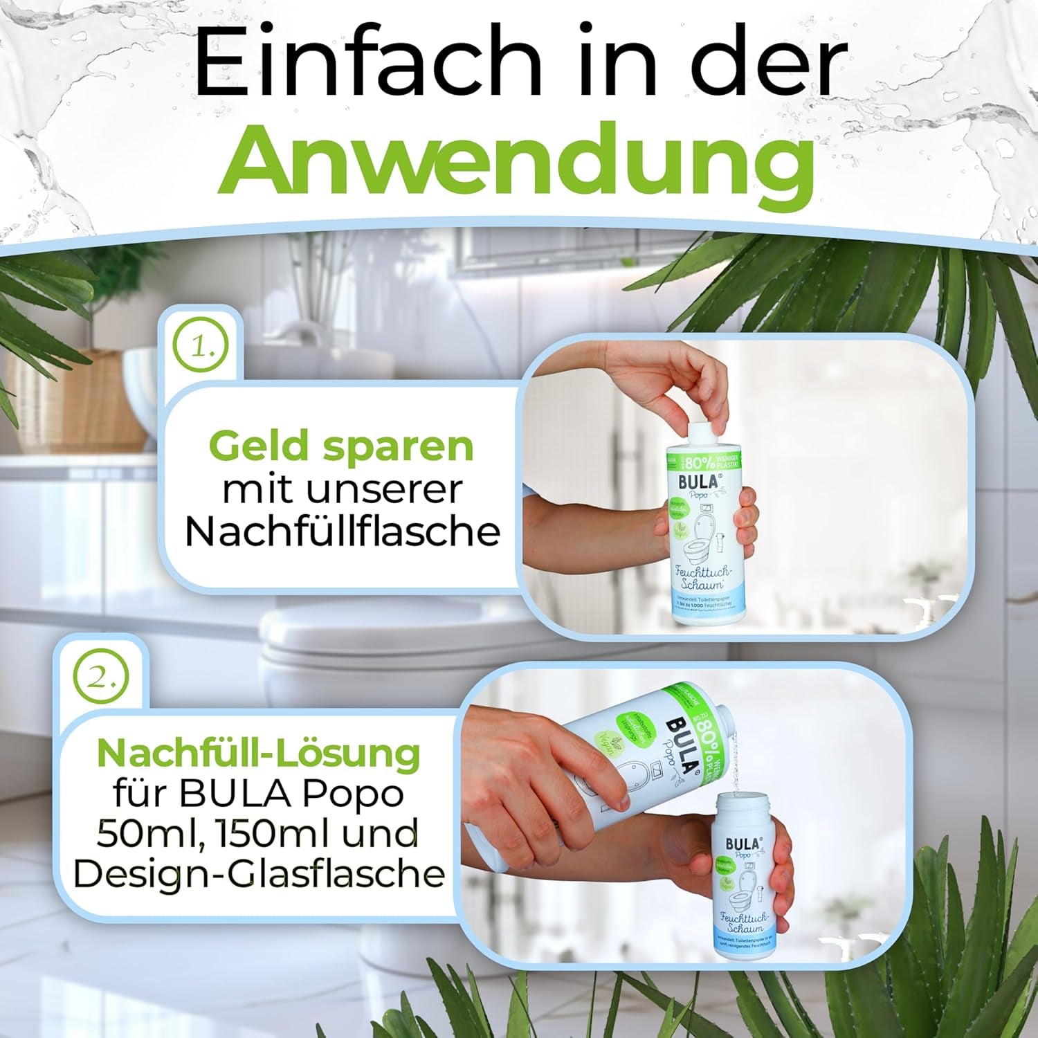 BULA® Popo Refill-flaska (750 ml) BARA FÖR ATT FYLLA PÅ våra 150 ml och 50 ml flaskor! | Ersätter upp till 1 000 våtservetter! | Med ingredienser av naturligt ursprung