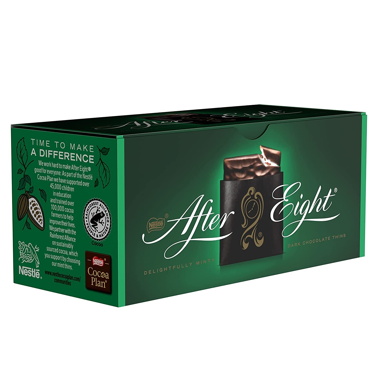 NESTLÉ AFTER EIGHT tunna mörka chokladrutor med mintgräddefyllning för finsmakare Paket om 5 (1 x 200g)