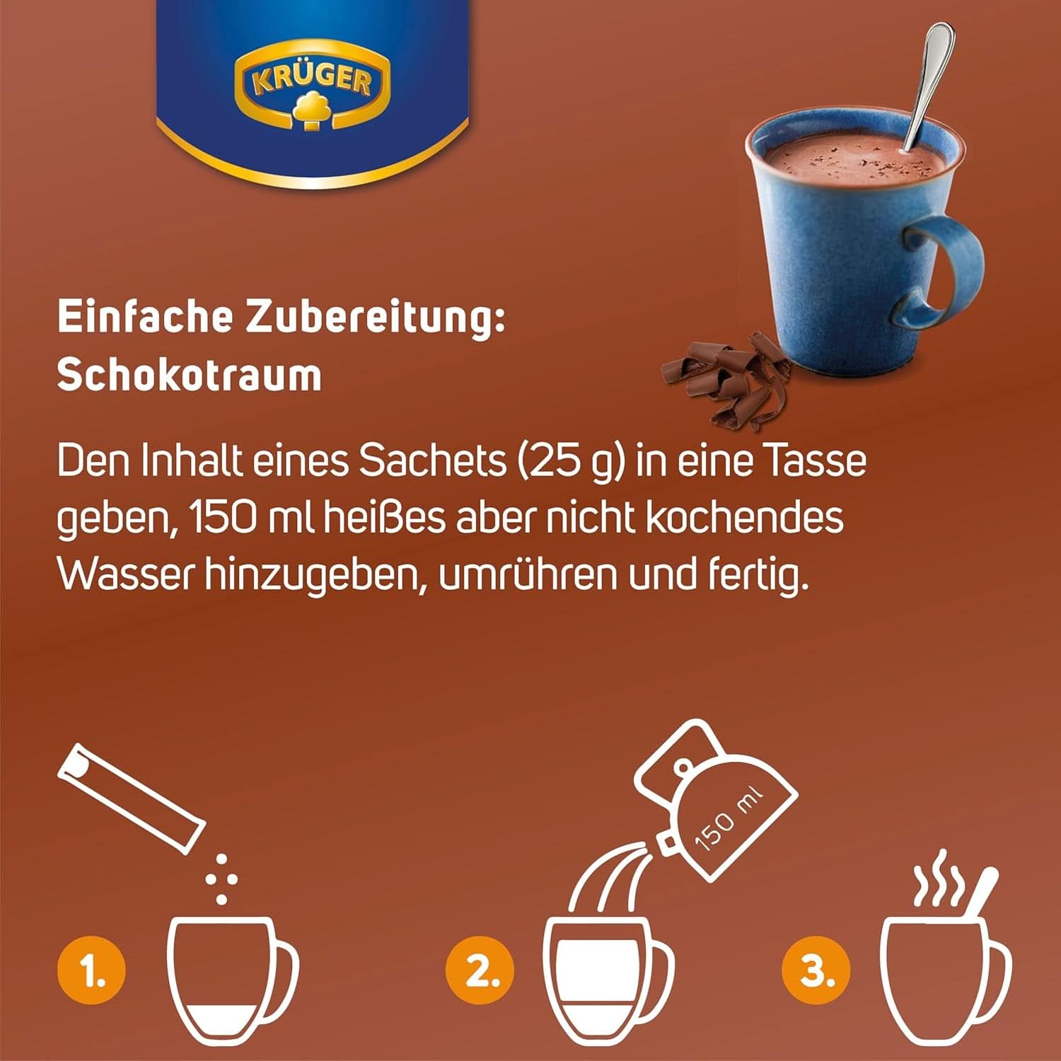 KRÜGER-familjen, kakaopulver för varm choklad, 8 lådor x 10 påsar, 8 x 250 gram kakao och varm choklad Naty Shop