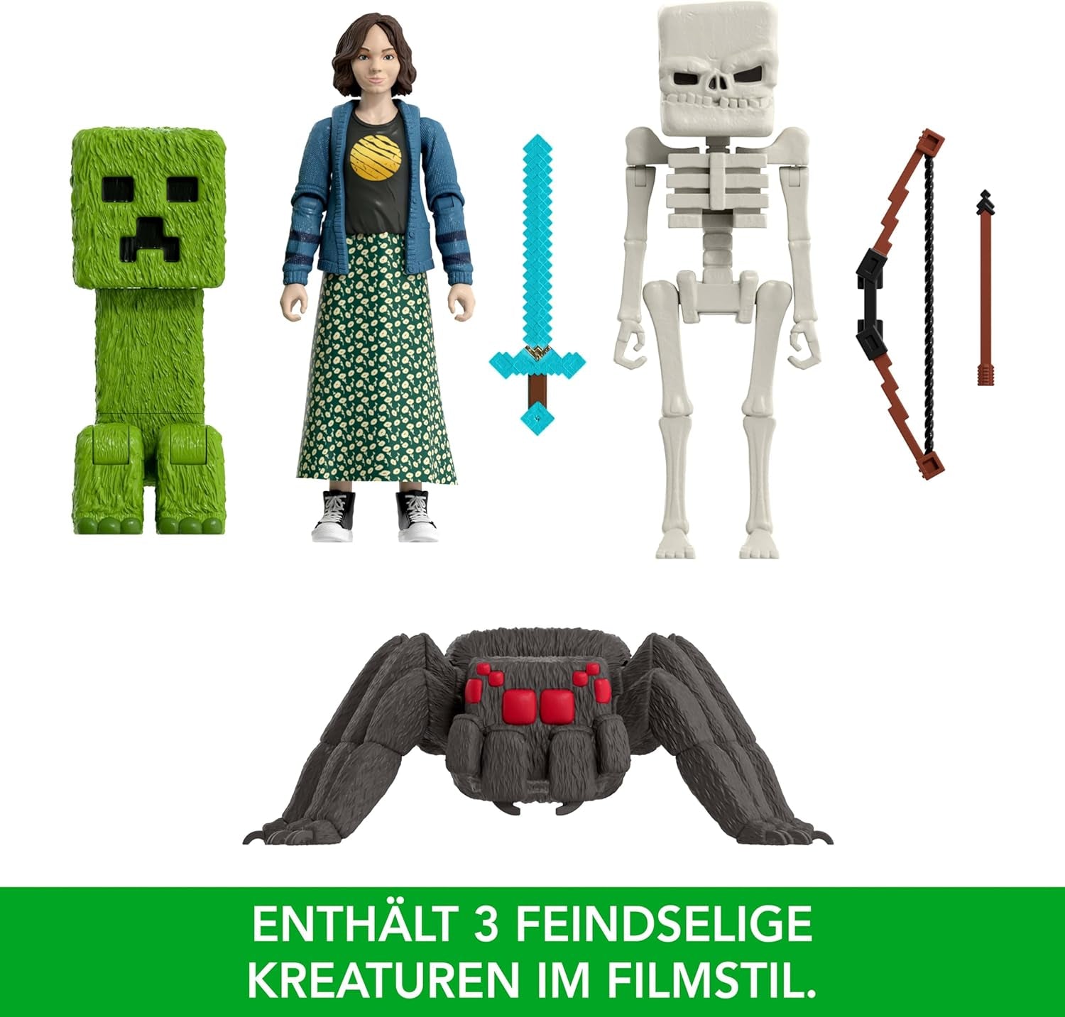Mattel Minecraft Story Set med 4 Actionfigurer och 3 Accessories Encounters In The Overworld Set Minecraft Movie Inspired Collectible Toy JFR70 Action Figures Naty Shop
