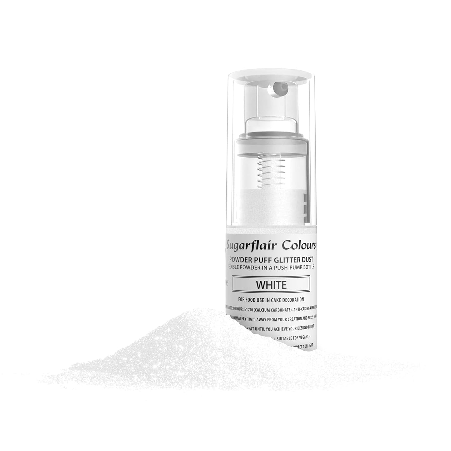 Sugarflair White Pump Powder Spray - Tårtdekorerande matfärgning, aerosolfri spray för kakor, muffins och mer - 10g