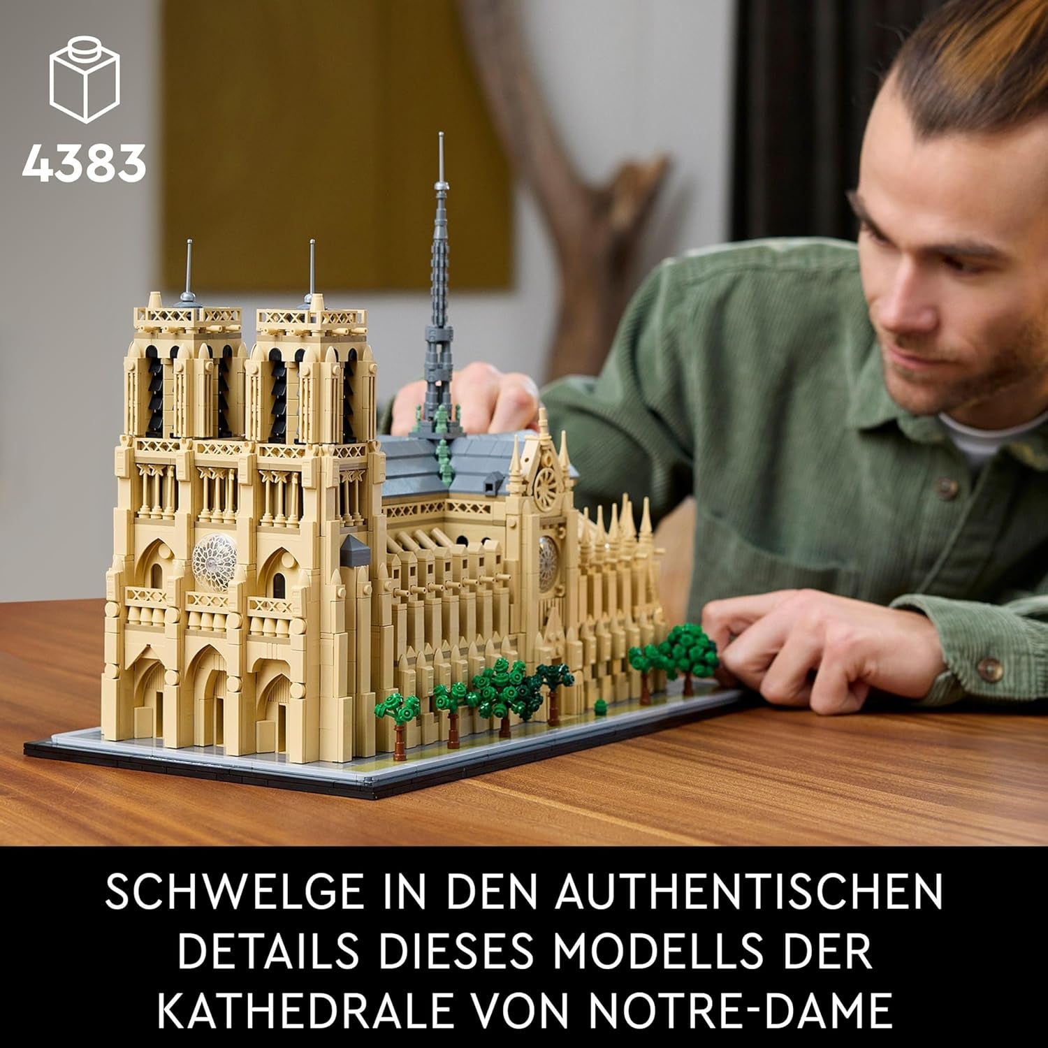 LEGO Architecture Notre-Dame De Paris, Samlarföremål för vuxna, Frankrike Souvenir, Present för kvinnor, män, Globetrotters och alla historieentusiaster, Arkitektonisk modell 21061 Byggset Besuche den LEGO-Store