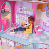 Kidkraft Candy Castle Trädockhus med möbler och tillbehör, Lama Unicorn Figure House, Ice Cream Cake Lift och gummistol för dockor, leksak för 3 år gammal, 20242 Naty Shop Dollhouses