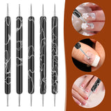 5 Stück Nail Design Dotting Tools Nagelkunst Werkzeug Nagelpunkt Pinsel Punktierung Stift Marbleizing Werkzeug Für Nagelack Maniküre, Schwarz