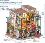 Robotime DG145 Rolife Emily's Flower Shop Miniatyr dockhus Tillverkat av trä, metall, tyg och kartong, Mått: 22 X 15 X 17 Cm, Naty Shop dockhus