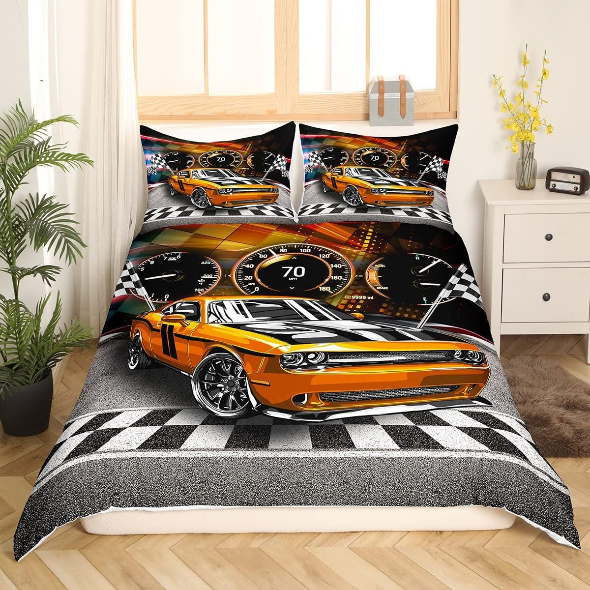 Jungen Cartoon Car Sängkläder Set 135X200,Kinder Bau Fahrzeuge Tröster Abdeckung Für Kind Kleinkind Teens,Dinosaurier Bettbezug,Traktor Maschinerie Bagger Bettdecke Abdeckung,Lkw Autos Bedtuffen Naty Shop Multi 9 135*200+80*80*1