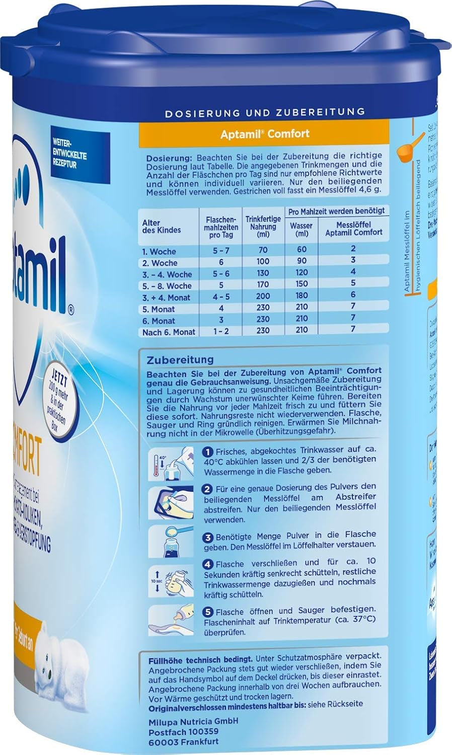 Aptamil Comfort – Specialfoder från födseln, mot kolik, gasbildning och förstoppning, 800 gram Naty Shop