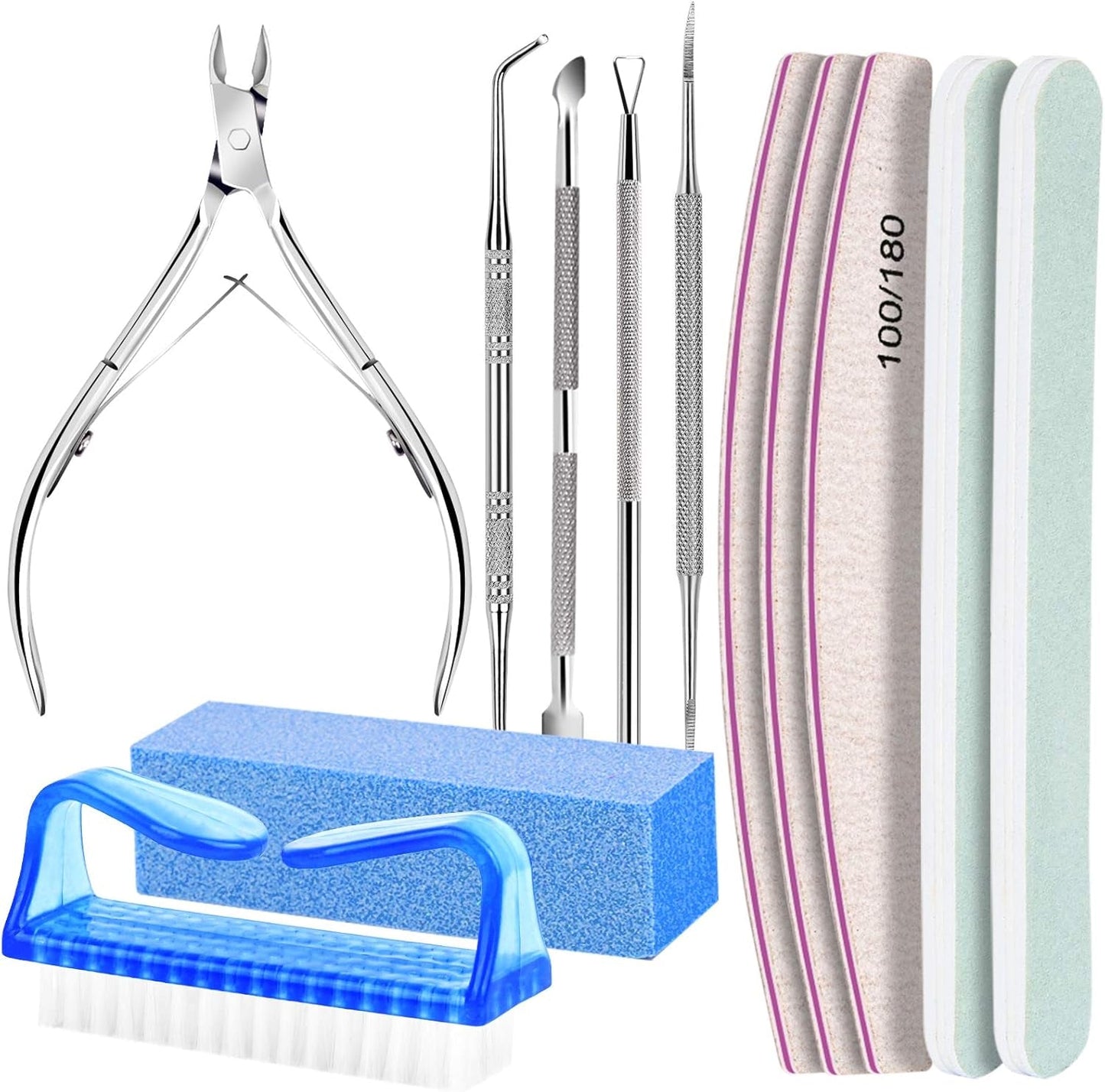 FANDAMEI Manikyr Set, Buffer Für Nägel, Nagelfeile 100/180, Nagelfeilen Für Gelnägel, Nagelhautschieber, Buffer Für Gelnägel, Feilen Für Gelnägel, Nagelzange, Nagelfeilen Set, Maniküre & Pedikyr Set