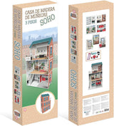Soho-Madera design 3-vånings dockhus med 8 möbler, mått 120 x 33 x 75 cm (913D00181)