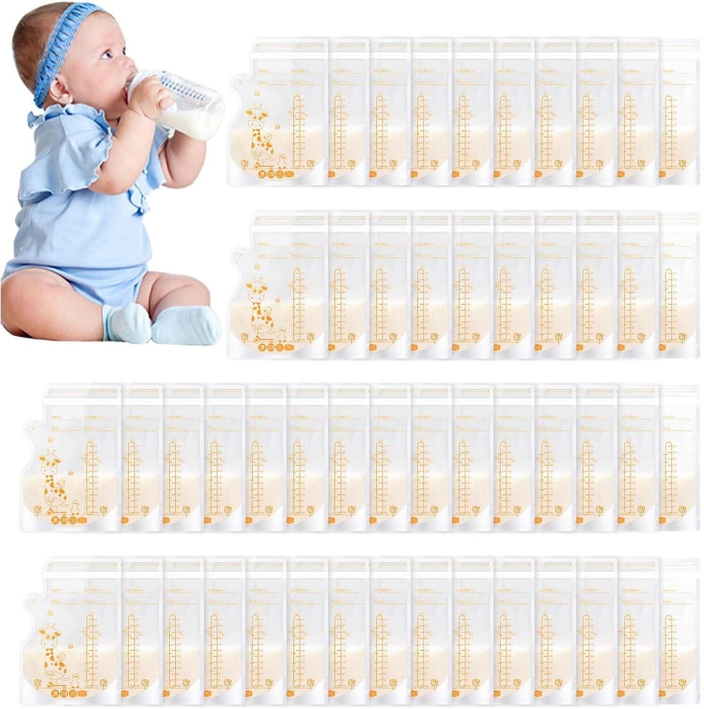 Vinabo 50 Stück Muttermilchbeutel, 250Ml Bpa-Free Buttermilk Storage Bag, Milchbeutel Für Muttermilch Mit Ausgießer Für Das Stillen, Selbststehender, Kann Eingefroren Werden, Vorsterilisiert Tillbehör Mat och amning Baby Naty Shop