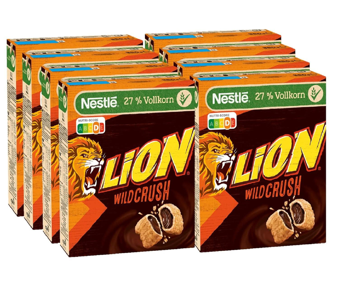 LION Wildcrush flingor, choklad och kola Frukostflingor, 8 x 360 grams förpackning Naty Shop Standardtitel