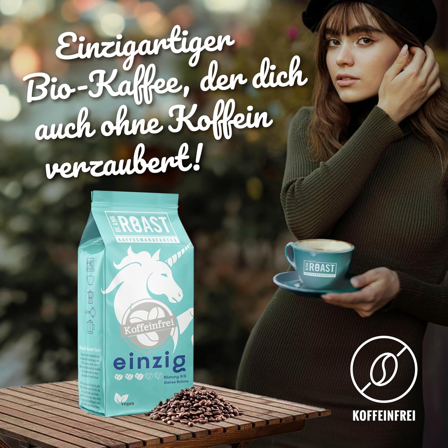 Blank Roast - EINZIG - 1 kg - Kaffeebohnen kafeinfrei - 100% Arabica aus Peru - schonend & umweltfreundlich entkoffeiniert - säurearm mit voller Crema - ideal för jede Zubereitungsart