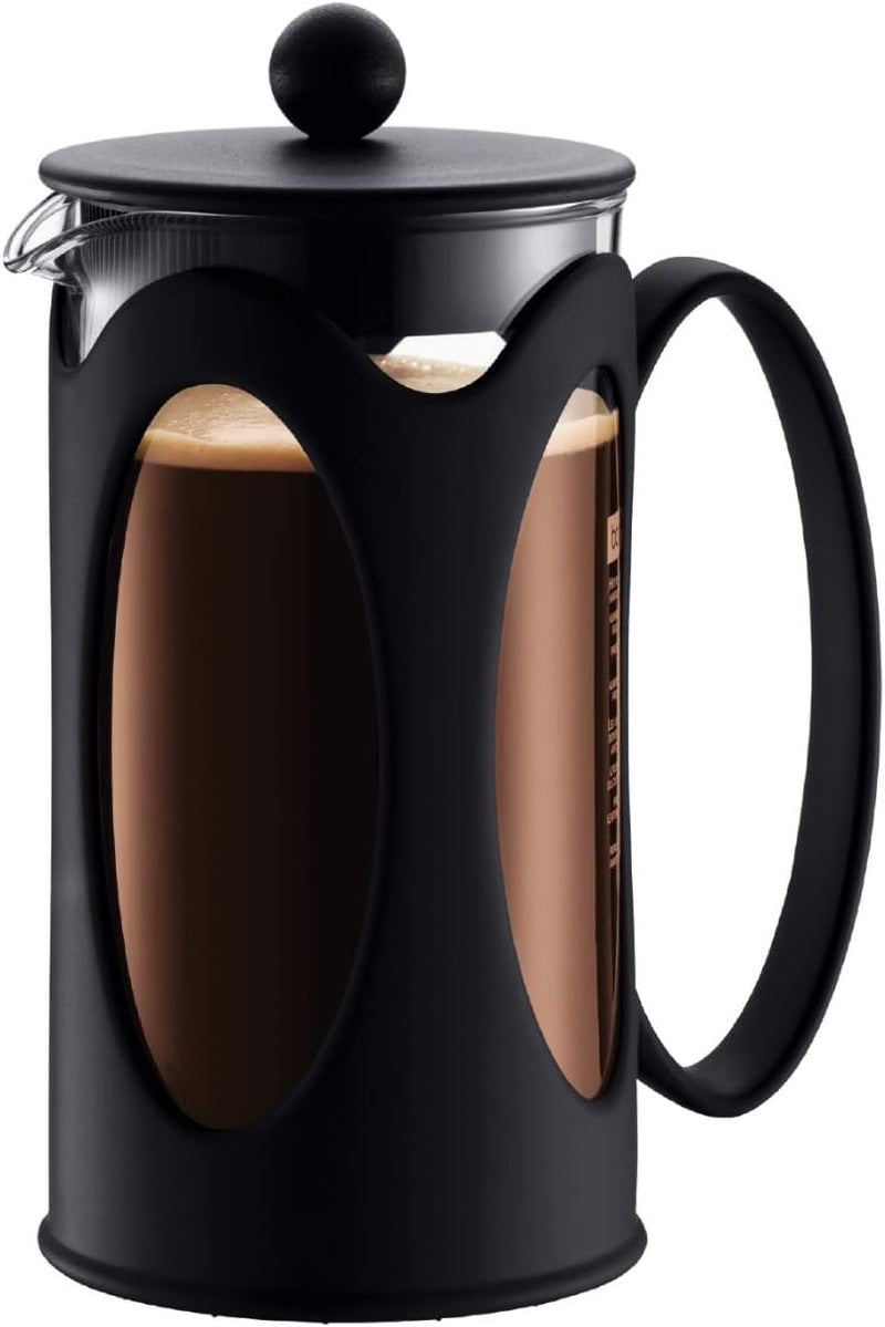 Bodum Kenya kaffebryggare - 1L / 8 koppar - Manuell fransk press Borosilikatglas och rostfritt stål - Tål diskmaskin - Tillverkad i Portugal