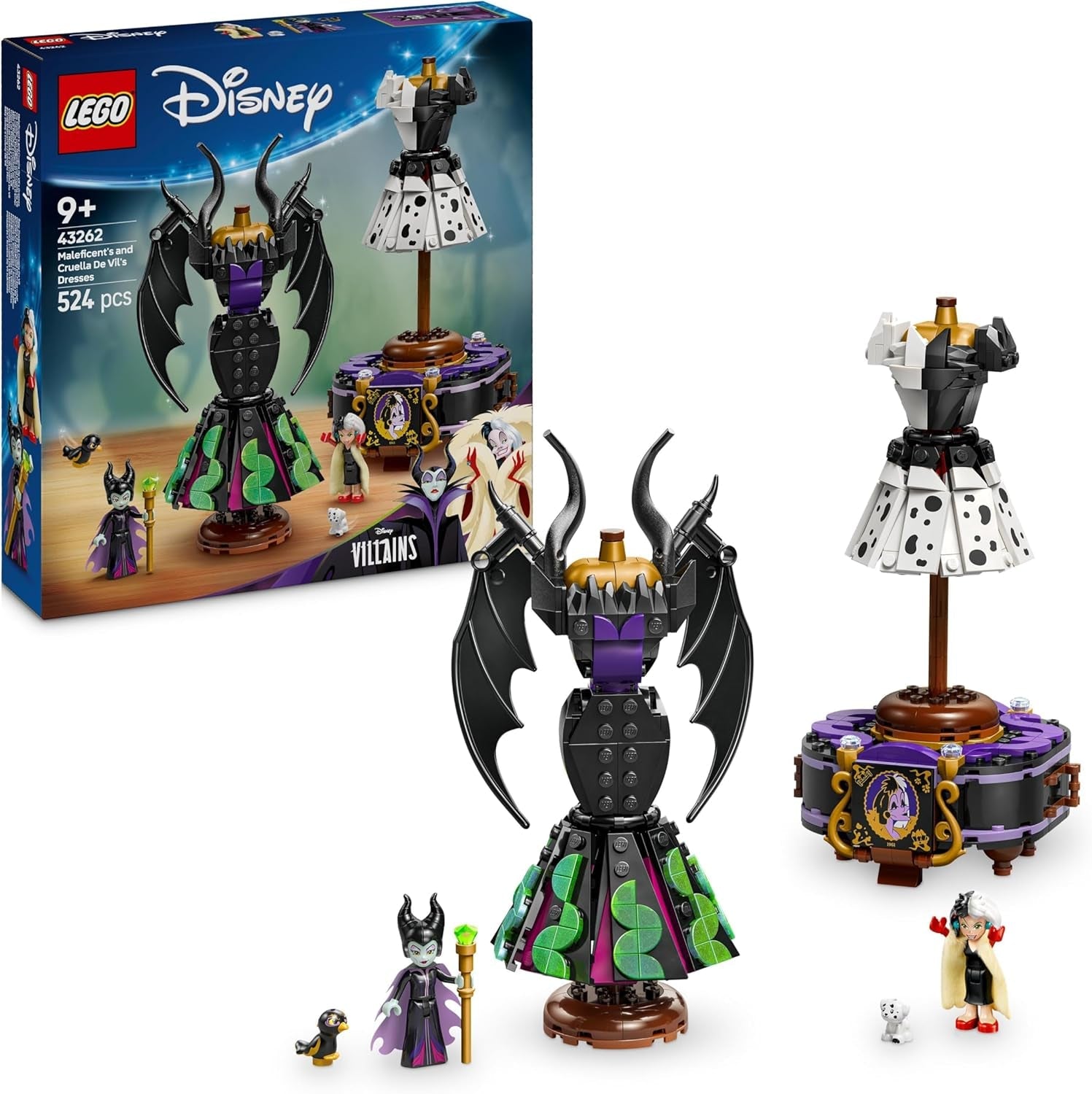 LEGO Ç€ Disney Villains The Dresses Of Maleficent And Cruella De Vil - Leksak för pojkar och flickor från 9 år - Inkl. 2 minidockor och 2 djurfigurer - Jubileumspresent till fans 43262 Byggset Besuche den LEGO-Store Standardtitel