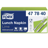 Tork 477840 Lime Lunchservetter / 2-lagers servetter för små måltider eller mellanmål / Avancerad kvalitet / 10 X 200 (2000) pappersservetter / 32,6 X 33 Cm (L X B) / 1/4 vikning