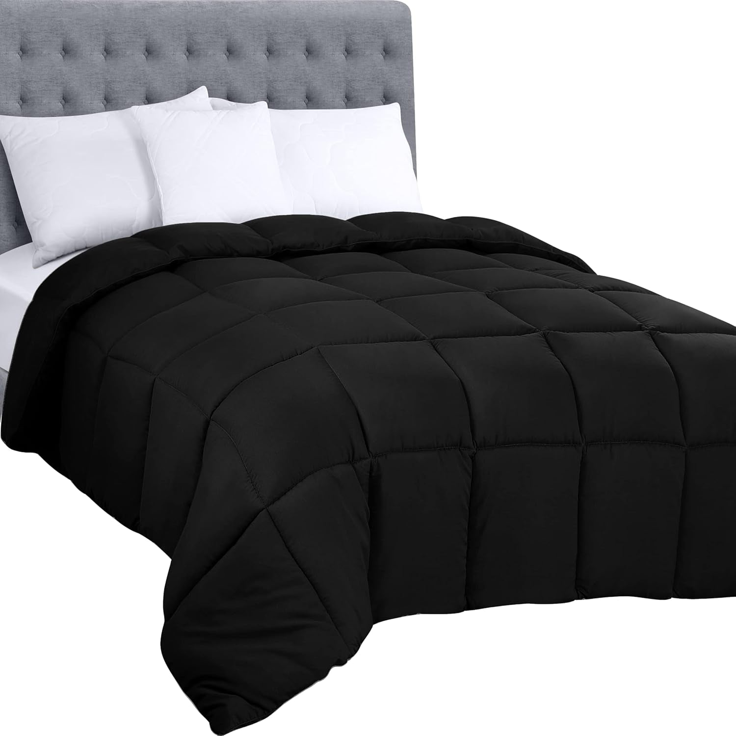 Utopia Sängkläder Helårstäcke 250gsm Plysch silikoniserad fiberfyllning dubbelsäng sydd i låda (Dubbel XL Ljusgrå) Naty Shop Täcken & Täcken Svart Kung (1 Pack)