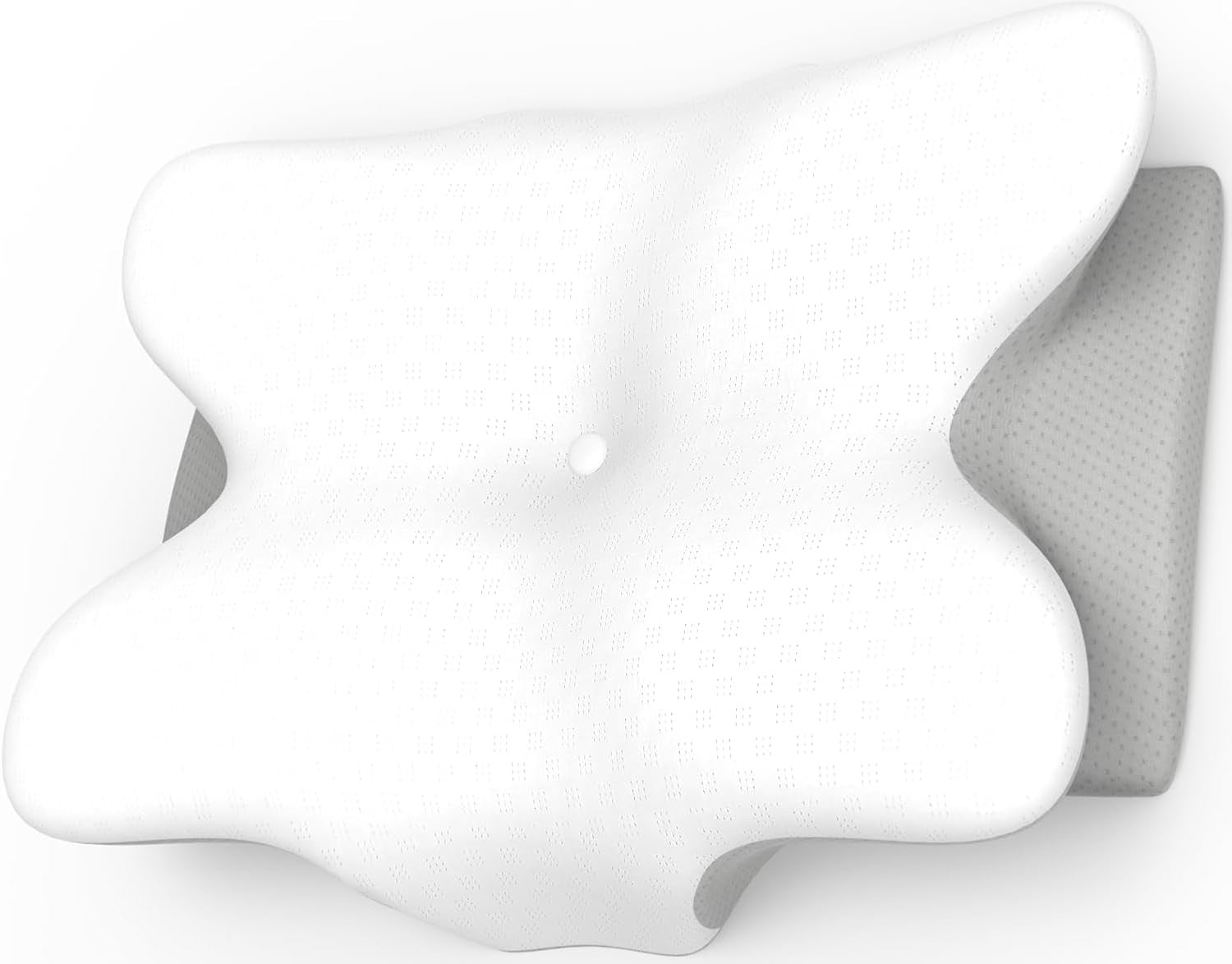Ergonomisk halskudde med minnesskum med avtagbart tvättbart överdrag för ortopedisk sömn, nacksmärta och buksmärtor (55X35X13Cm) Naty Shop Cervikal ortopediska kuddar Grå Standardstorlek 55X35X13/10Cm