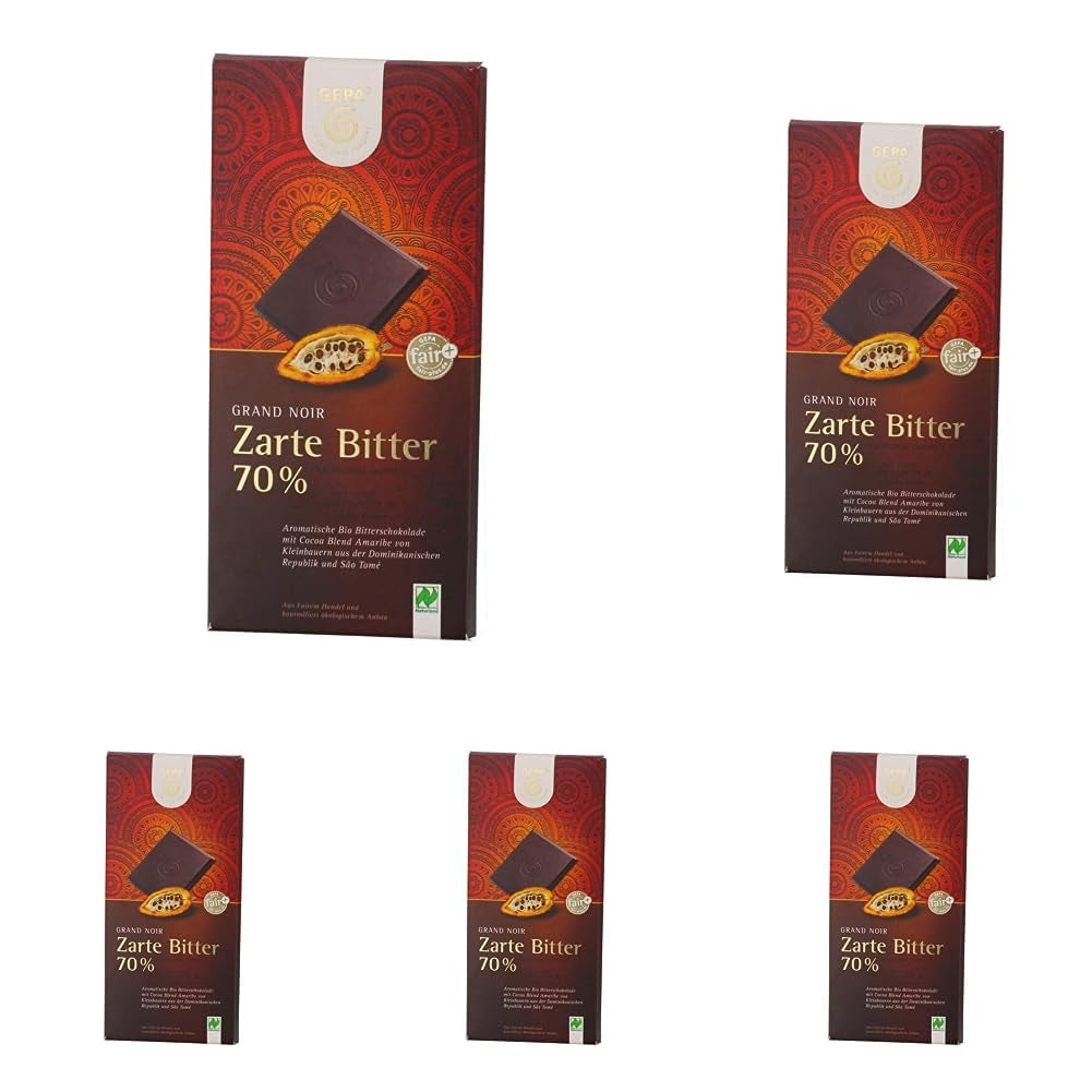 - Mörk choklad Grand Noir - 70 % ekologisk choklad DE-ÖKO-013 - 100g (pack om 5)