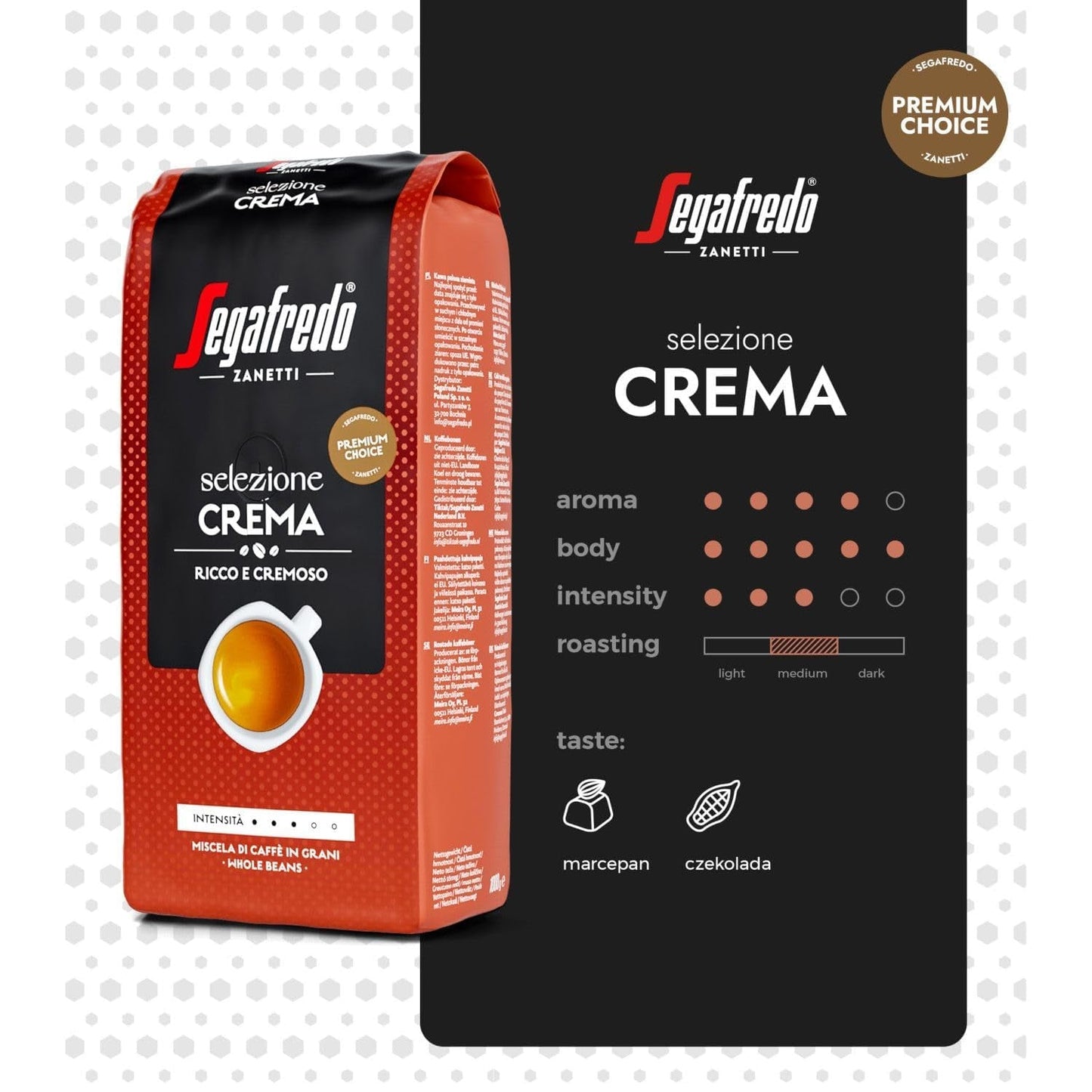 Segafredo Zanetti Selezione Cream Beans, förpackning om 6 (1 x 1 kg)