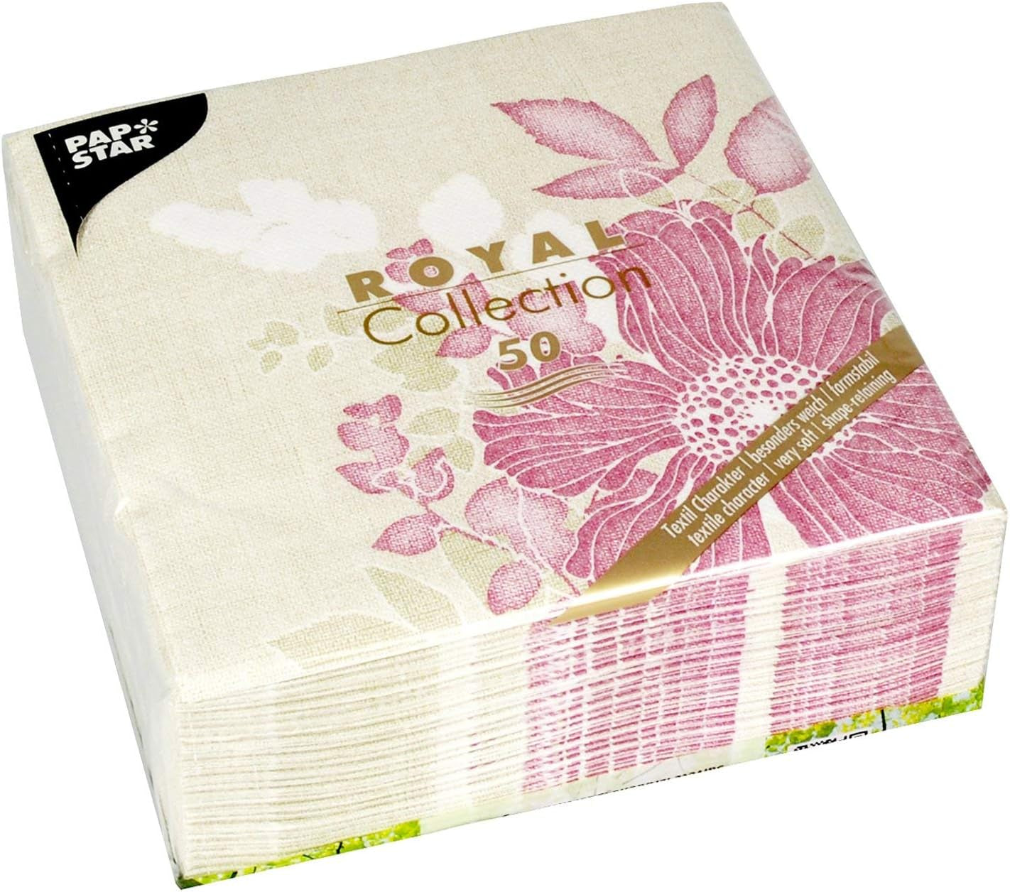 Papstar, 50 servetter "ROYAL Collection" 1/4 Vik 40 Cm X 40 Cm Fuchsia "Annabel", #85015