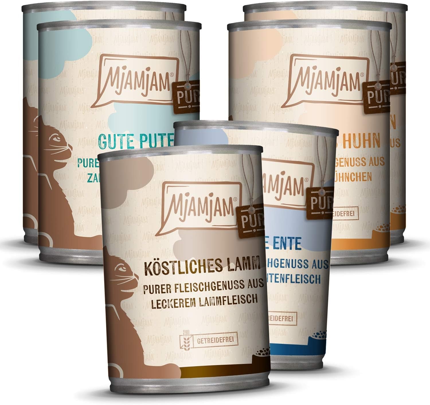 MjAMjAM - Premium Wet Cat Food - Pack Mix V - Pure Meat Delight 6 Pack (6 x 400 g) Spannmålsfri med extra kött