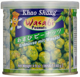 Khao Shong Friterade gröna ärtor med wasabi, krispiga ärtor i en kryddig smet, ett fettsnålt alternativ till nötter, medelkryddigt, 1 140g burk | 140 g (1 förpackning)