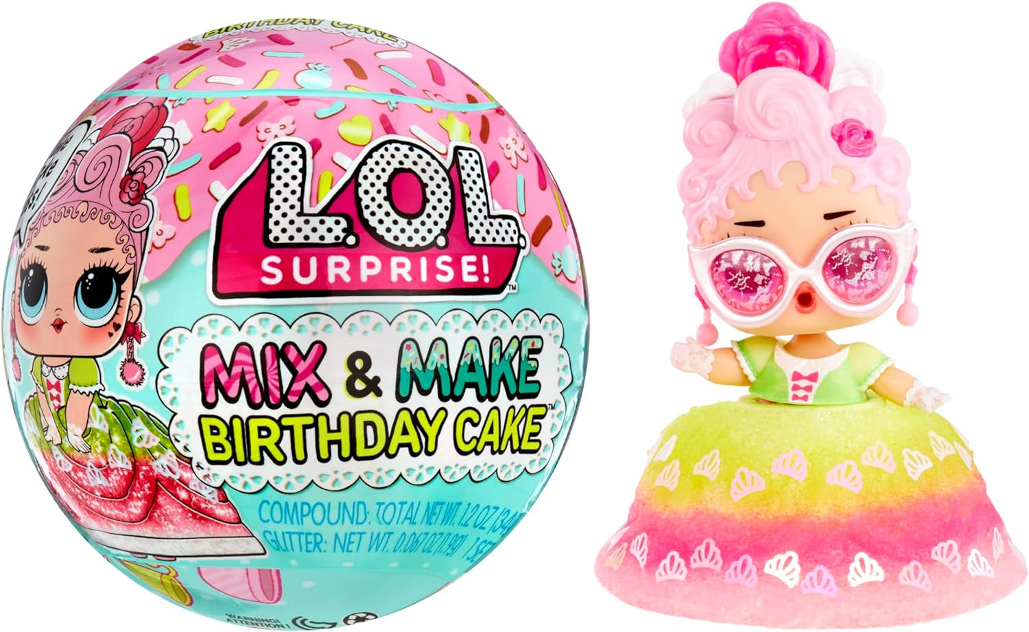 L.O.L. Överraskning! Mix & Make Birthday Cake Tots - Med samlardocka, DIY-tårtklänning, "bakning" och dekoration av tårtan, ingredienser och glitterströssel - Docka med tårtklänning - Idealisk för tjejer från 3+ år Naty Shop Dolls Standardstorlek