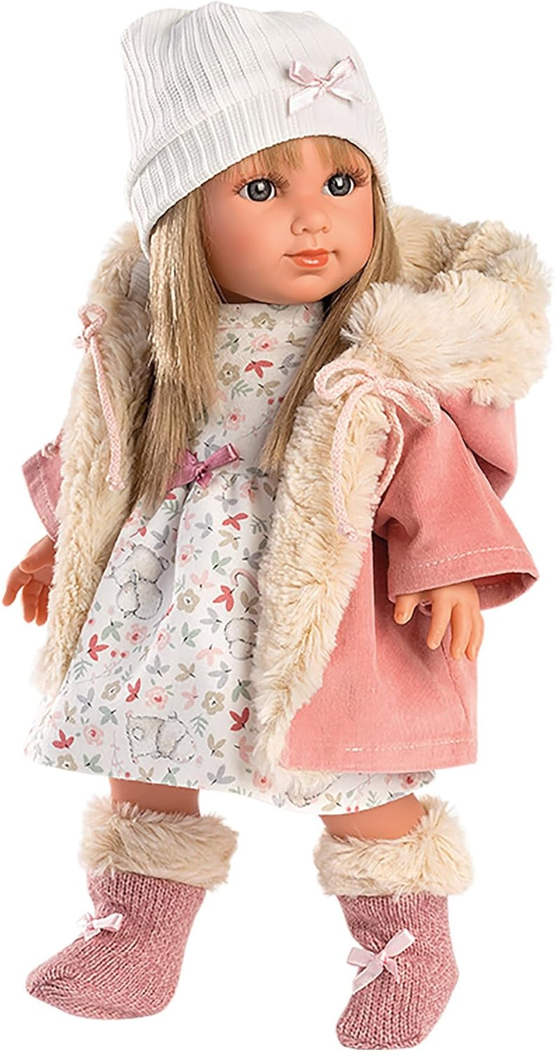 Llorens 1053541 Elena Blont hår Blå ögon Mode Mjuk kroppsdocka inklusive modeoutfit med huva 35 cm