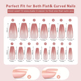 150 st Gradient False Nails Kit - 5 färger Ombre Design Självhäftande konstgjorda naglar - Heltäckande för kvinnor och tjejer - Glansiga lösnaglar för gör-det-själv-manikyr (fyrkantig)