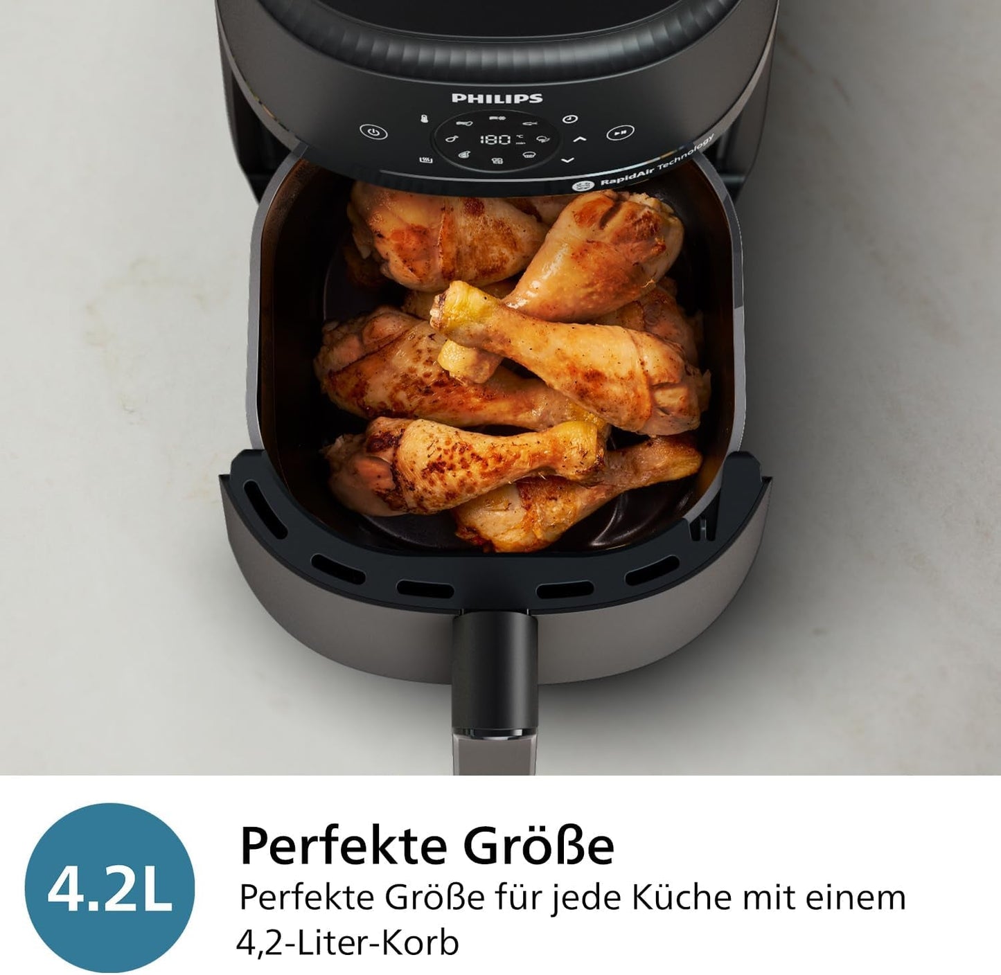 Philips Airfryer 2000 series 4,2L - Digital pekskärm, 13 matlagningsalternativ, 9 förinställda funktioner, Upp till 90 % mindre fett med Rapidair-teknik, effekt 1500W Vitvaror Naty Shop