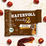 Hafervoll Porridge2go jordnötssmör och nötter, 13 barer x 55 g - vegansk, ekologisk, glutenfri, utan tillsatt socker mellanmål, med havre, dadlar och quinoagodis