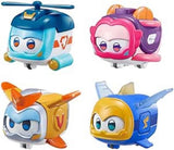Super Wings Super Pets 4 ST Shine, Golden Boy, Jerome, Ellie Switchable Ansiktsuttryck Blixteffekt Bärbar leksak för 3 4 5 6 7 8 Years Old Boy Girl 2 Inch Actionfigurer Naty Shop 4 Pack A