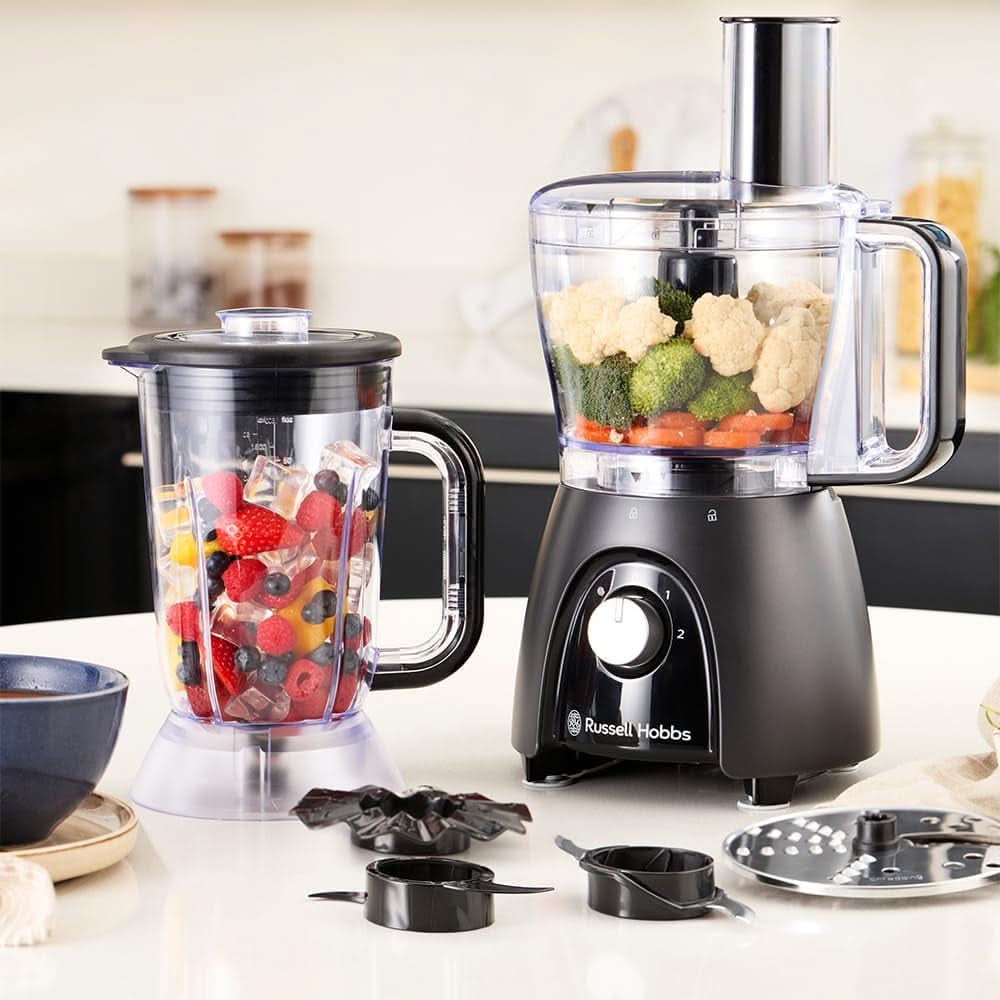 Russell Hobbs matberedare [Blender/grönsakshackare/bordsmixer/hackare/mixer] Matberedare (knådning, blandning och skivning), matt kol Kök Naty Shop