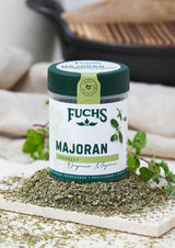 Fuchs Gewürze - Mejram gerebelt - zum Würzen von Kartoffelgerichten, Fleischgerichten eller Eintöpfen - naturliga ingredienser - 10 g i wiederverwendbarer, recyclebarer Dos