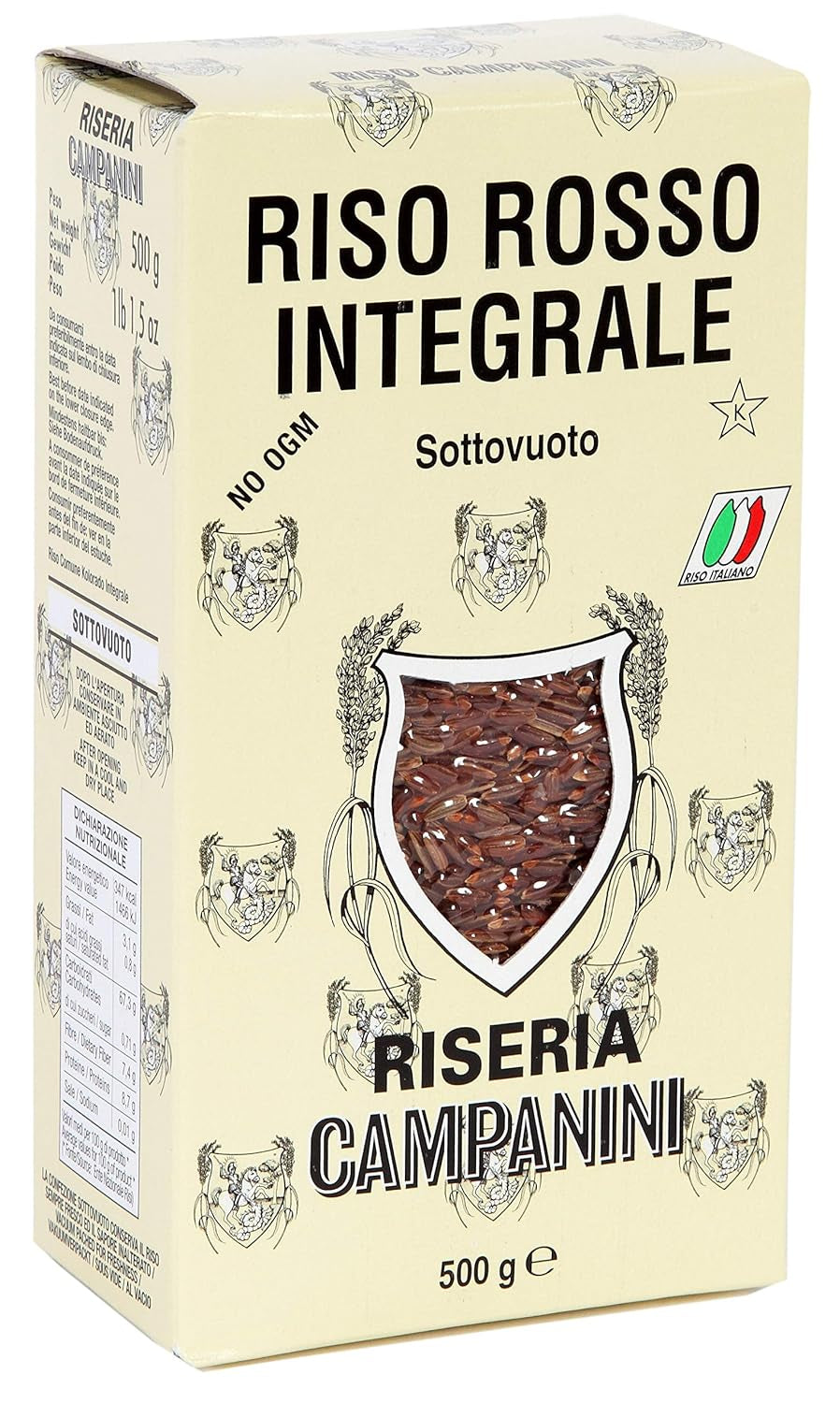 RISO ROSSO INTEGRALE Rött ris med fullkorn RISERA CAMPANINI 500g från Italien